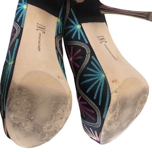 Stiletto Heels INC International Concepts Black Colorful Embroidered Womens 8.5 - Picture 6 of 10